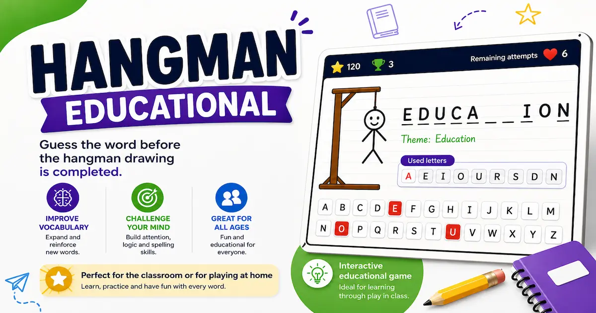 Educational hangman game online for teachers