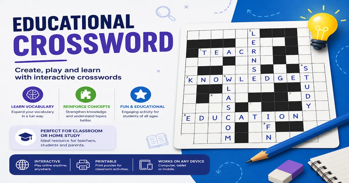 Educational crossword puzzle online for teachers