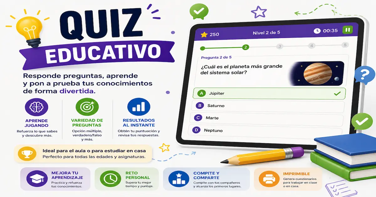 Quiz educativo online para profesores