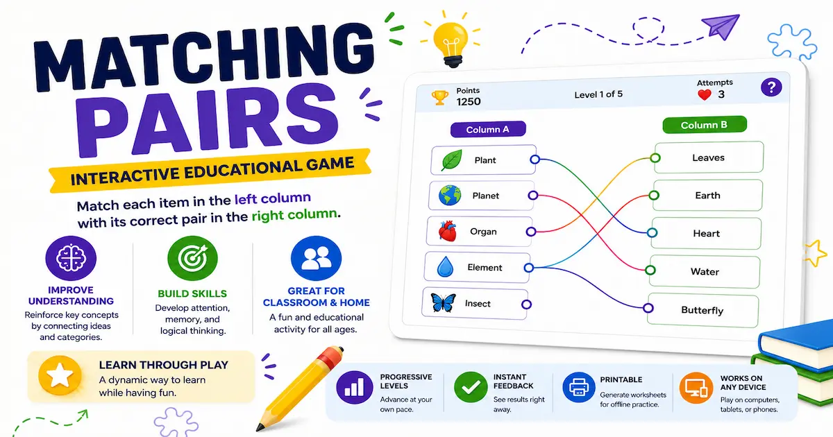 Matching pairs game online for teachers