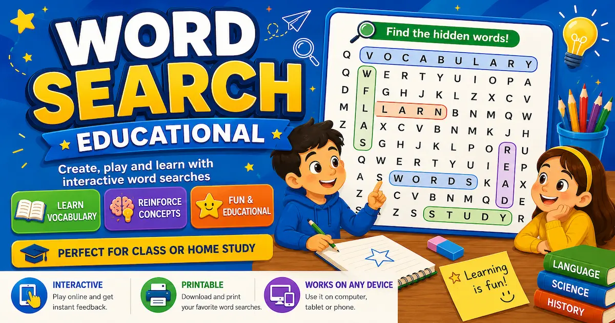 Educational word search online for teachers