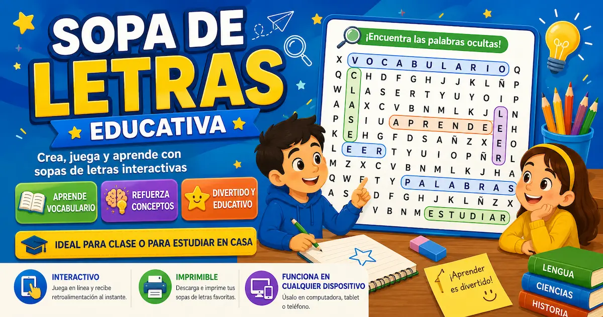 Sopa de letras educativa online para profesores